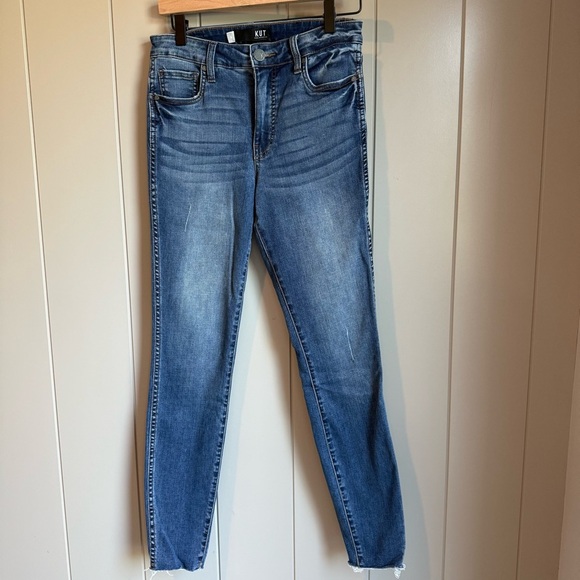 KUT Mia High Rise Fab Ab Toothpick Skinny Distressed Jeans Womens 4 - Picture 1 of 10